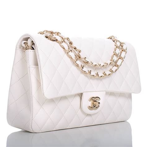 chanel white quilted purse